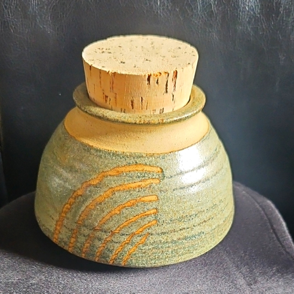 Handcrafted Ceramic Jar with Cork Lid Made In Iceland